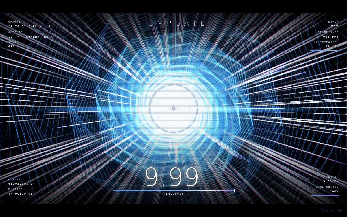 A hyperspace tunnel of glowing rings and light streaks, by DeepSeek V4.1 Flash 1017